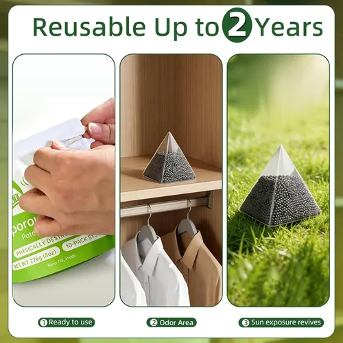 Miniatura 6 de Paquete de 10 absorbentes de olores de carbón activado, bolsas purificadoras de aire natural, desodorante para refrigerador, eliminador de olores