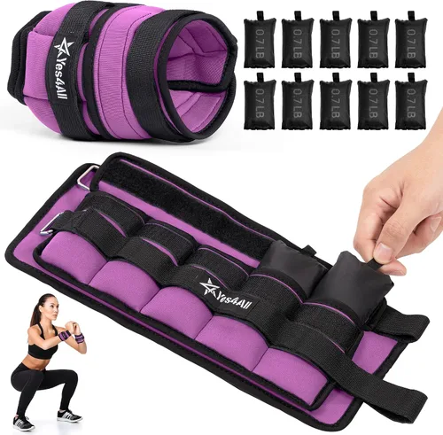 Miniatura 8 de Yes4All Pesas ajustables para muñeca y tobillo, par de 3.5/5 libras, pesas para piernas para mujeres y hombres, bandas de brazo pesadas con sacos