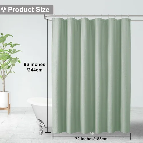 Miniatura 3 de OVZME Berry - Cortina de ducha extralarga verde de 96 pulgadas, cortina de baño de tela con textura en relieve 3D, cortina de baño grande para Verde