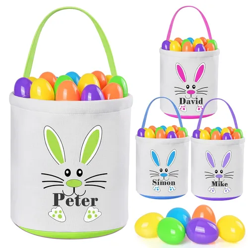 Miniatura 23 de Jocidea - Cesta de Pascua personalizada, paquete de 1 cestas de Pascua personalizadas para niñas y niños, cesta de Pascua personalizada para bebés