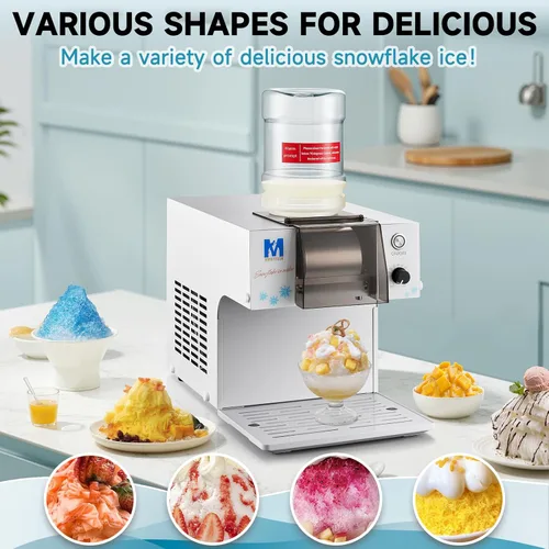 Miniatura 8 de Máquina de Hielo en Copos de Nieve, Máquina de Hielo Raspado de 260W para Copos de Nieve, Enfriamiento Rápido, Material de Acero Inoxidable de Grado