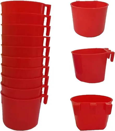 Miniatura 6 de Paquete de 10 jaulas para pájaros, comederos de semillas, plato de riego para alimentación de pollo, plato de riego para conejo, agua, alimentos