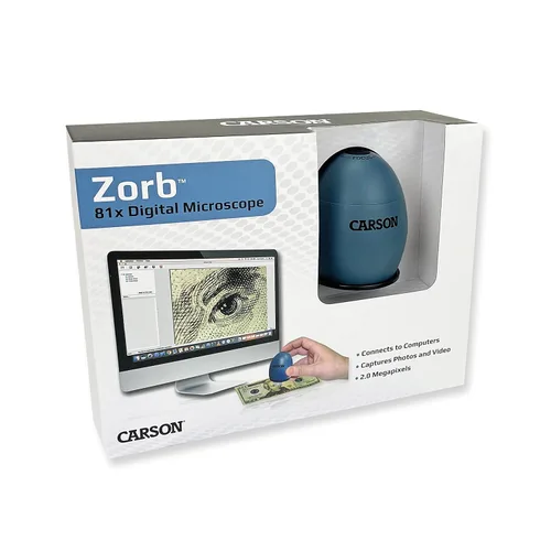 Miniatura 6 de Carson Zorb Microscopio digital USB para computadora con aumento efectivo de 81x (basado en monitor de 32 pulgadas), azul surf (MM-500)