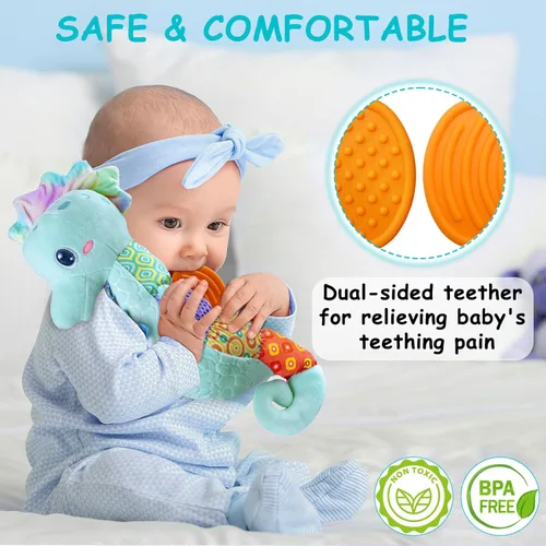 Miniatura 4 de Fuzqq Juguetes para bebés de 0 a 6 meses, juguete de peluche musical con sonajero, juguete suave para recién nacidos para niñas de 0 3 6 9 12 meses