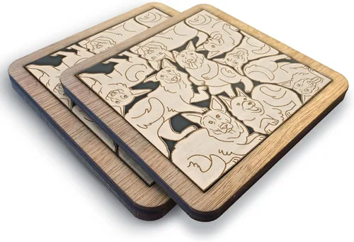Miniatura 8 de 02 Posavasos de Perro Beagle - Juego de Posavasos de Madera con Rompecabezas de Perro Beagle - Posavasos Entrelazados tipo Rompecabezas con Diseño