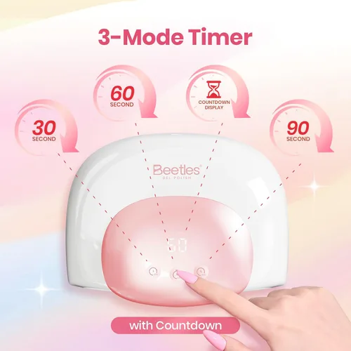 Miniatura 6 de Beetles - Lámpara de uñas LED UV, luz de uñas blanca caramelo con 3 temporizadores de 30/60/90 segundos y pantalla de cuenta regresiva para esmalte