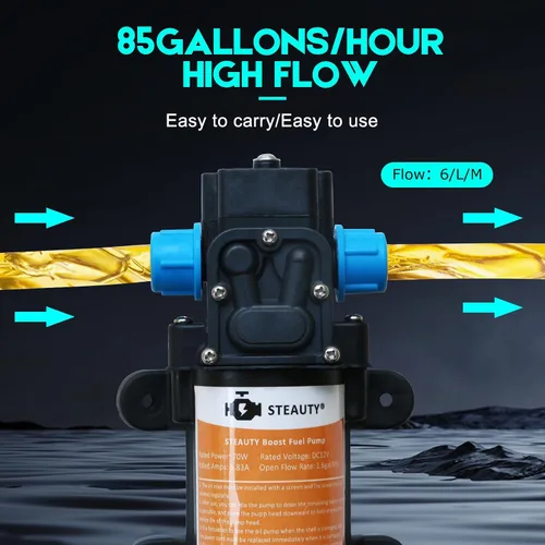 Miniatura 5 de Bomba de transferencia de combustible de 12 V, mueve hasta 85 galones de gas o diésel por hora, con cable de alimentación de 11.5 pies, ideal