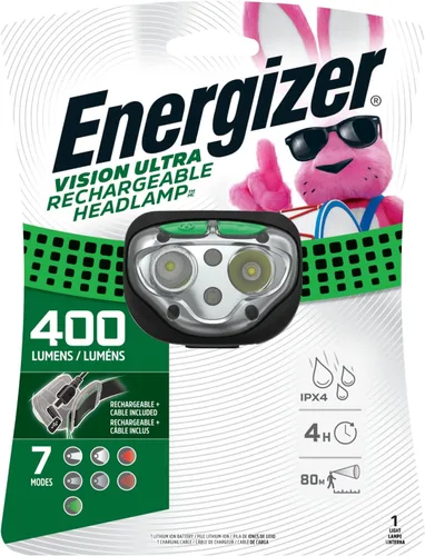 Miniatura 7 de Energizer Vision Linterna Frontal LED Recargable, Linterna Frontal LED Brillante Resistente al Agua para Exteriores, Equipo de Campamento y Verde