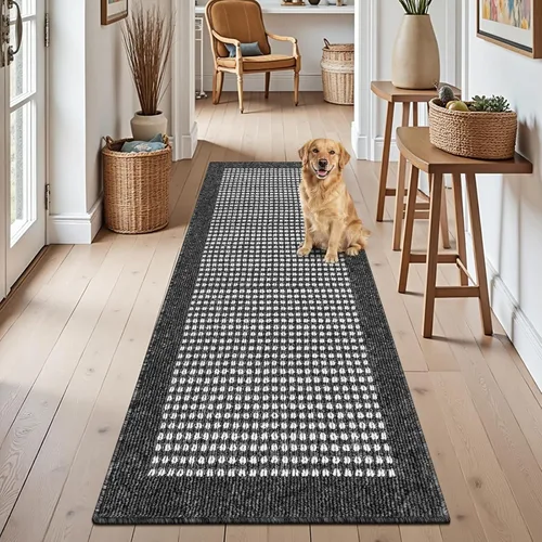 Miniatura 37 de Ileading Alfombra de pasillo de lavandería de 2 x 6 pies, antideslizante, con parte trasera de goma, lavable a máquina, alfombra gris