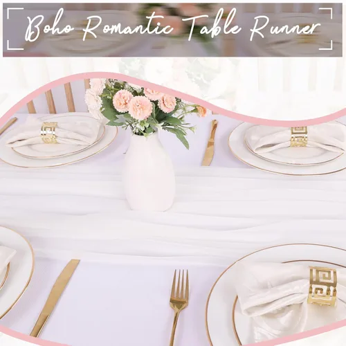Miniatura 5 de Camino de mesa de gasa blanca de 10 pies de 30 x 120 pulgadas, romántico, transparente, para bodas, fiestas, despedidas de soltera, baby shower