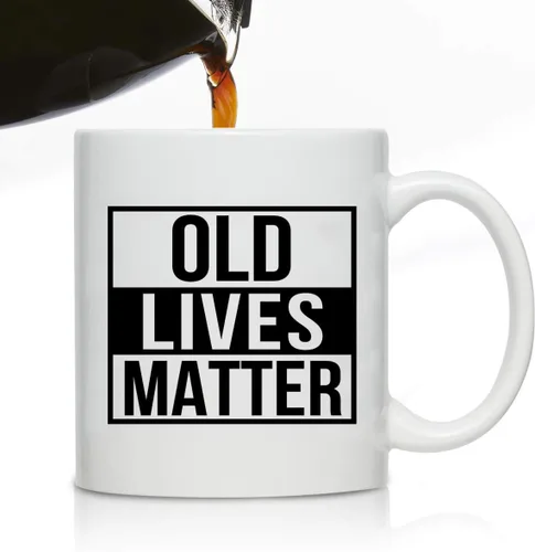 Miniatura 2 de DU VINO Old Lives Matter Taza de café de 11 onzas, divertido regalo de cumpleaños o jubilación para personas mayores mayores, regalo de broma