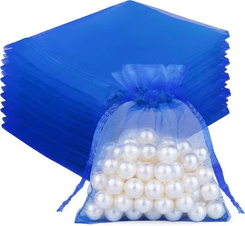 Miniatura 15 de Crweety 50 Piezas Bolsas de Organza Doradas de 3 x 4 Pulgadas, Pequeñas Bolsas de Regalo de Malla con Cordón para Favores de Boda, Despedida