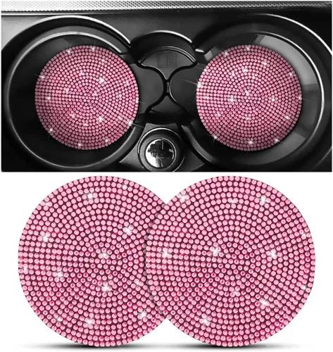 Miniatura 17 de Osilly – Portavasos para auto con brillantes, 2 unidades, diamantes de imitación, antideslizantes, portavasos universales de 2.75 pulgadas