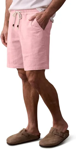 Miniatura 13 de Comdecevis Pantalones cortos de lino y algodón elástico para hombre, de 7 pulgadas, casuales, ligeros, para verano, playa, con cintura elástica