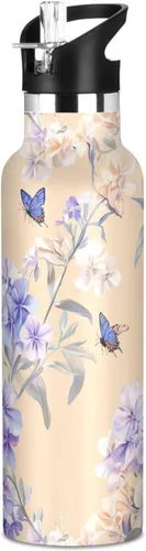 Miniatura 19 de Retro Dahlia Pink BPA-Free Leak Proof Sports Insulated Water Bottle with Leak Proof Spout Lid Double Wall Vacuum Bike Running Sports Travel Gym