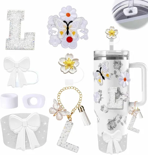 Miniatura 116 de 15 piezas de set de accesorios para vaso Stanley Cup 30oz 40oz con asa, incluye cubierta de pajita de silicona y bota, encanto de asa, encantos