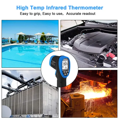 Miniatura 6 de Termómetro infrarrojo de alta temperatura -58℉~2732℉ Pirómetro industrial 30:1 medidor de temperatura IR digital, pistola de alta temperatura sin