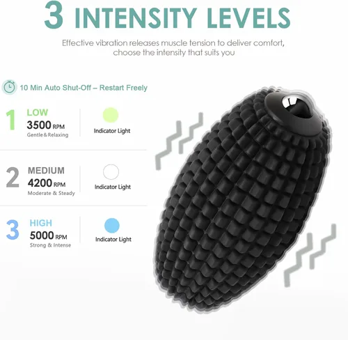 Miniatura 3 de Pelota de masaje vibratoria para recuperación muscular, bola de masaje miofascial de silicona, alivio de fascitis plantar, liberación de cadera