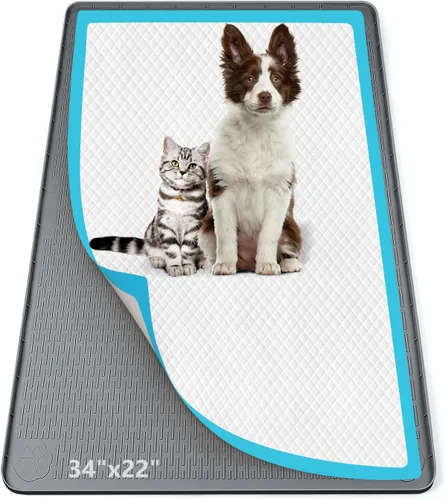 Miniatura 16 de Soporte para orina para perros, 51 x 25.6 pulgadas, de silicona, a prueba de fugas, borde alto, antiderrames, para cachorros, gatos, conejos