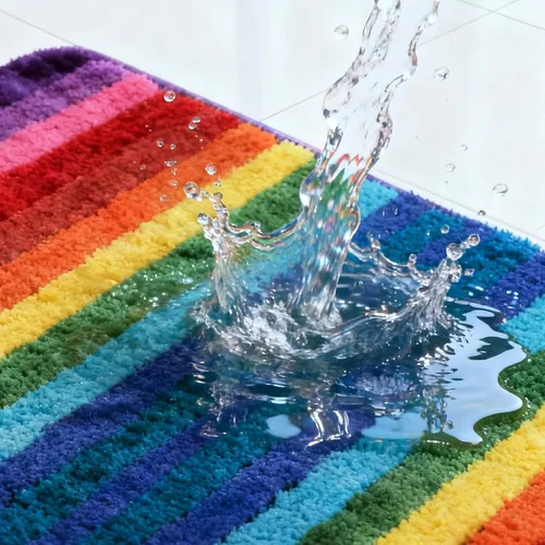 Miniatura 3 de NIENLCIP Alfombras de Baño Arcoíris Coloridas de Microfibra, Tapete de Baño Antideslizante de Felpa, Alfombras de Piso Absorbentes de Agua, Tapete