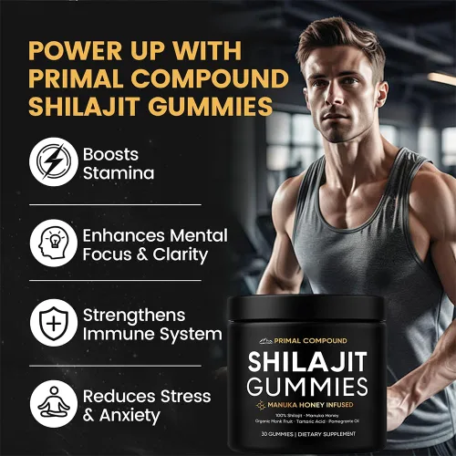Miniatura 3 de Gomitas de Shilajit de compuesto primario para hombres, con miel de manuka, fruta de monje orgánica y ácido fúlvico, suplementos de gomitas