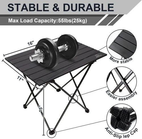 Miniatura 3 de MSSOHKAN Mesa de camping plegable portátil de aluminio ligero bolsa de transporte playa al aire libre senderismo picnic barbacoa cocina comedor