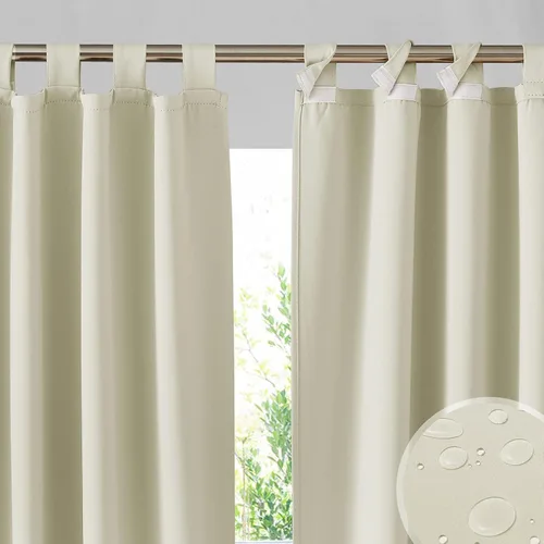 Miniatura 17 de RYB HOME Cortinas para Exteriores para Patio - 2 Paneles Cortinas para Exteriores Desmontables con Parte Superior Adhesiva Impermeables Opacas
