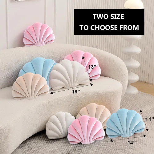 Miniatura 2 de XIAIJIA Seashell - Almohada decorativa con forma de concha marina, almohada de lanzar con forma de concha, almohada de playa con inserto 3D