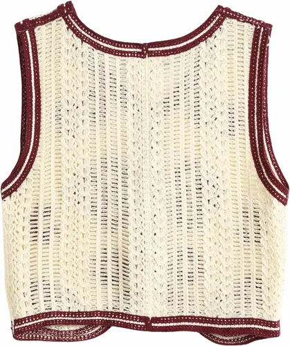 Miniatura 2 de Chaleco de punto sin mangas con cuello en V para mujer, chaleco corto estampado con botones