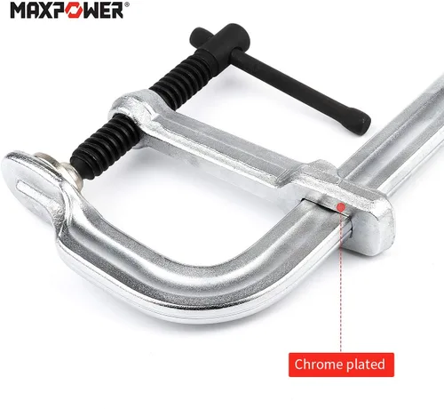 Miniatura 5 de MAXPOWER Abrazadera F de riel grueso de 12 pulgadas, garganta de 4-3/4 pulgadas, abrazadera de barra F resistente para soldadura, riel de 29,7 x
