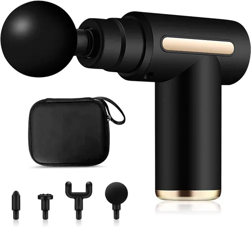 Miniatura 7 de Ergocar Potente pistola de masaje muscular tejido profundo, 6 velocidades masajeador de cuerpo eléctrico de mano con 4 cabezas súper silencioso Negro