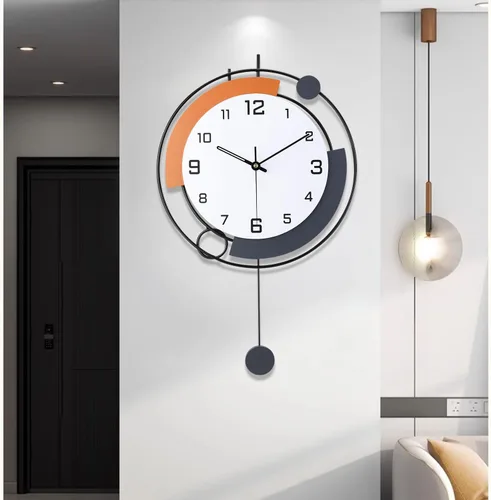 Miniatura 10 de Reloj de pared decorativo con péndulo, silencioso, de calidad de cuarzo, operado con batería, reloj de pared grande para sala de estar, cocina