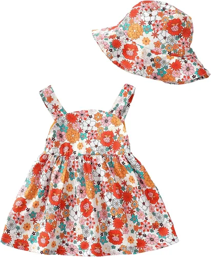 Miniatura 11 de Vestido para bebé recién nacida niña pequeña Vestido para niña pequeña de cuello halter sin mangas con flores Vestido de verano para niña de espalda