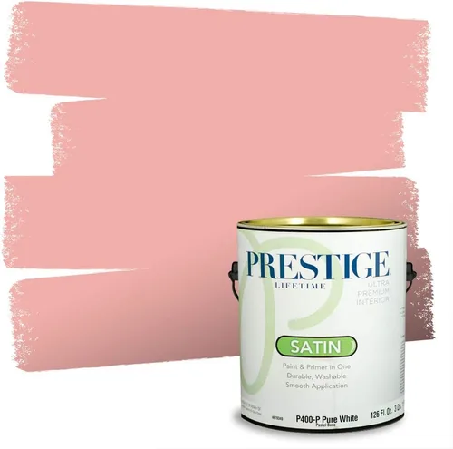 Miniatura 256 de Prestige Paints E100-T-SW6591 Pintura exterior e imprimación en uno, 1 galón, plano, combinación comparable de Sherwin Williams Amaryllis, 1 galón