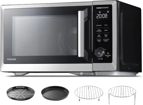 Miniatura 9 de TOSHIBA Combo de freidora de aire para horno de microondas y encimera, inversor, convección, asado, combo rápido, descongelación uniforme, sensor