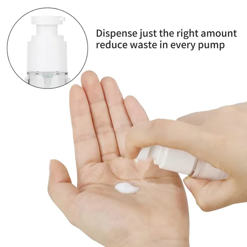 Miniatura 6 de LONGWAY Botella de bomba de crema cosmética transparente sin aire de 1 oz, dispensador de tamaño de viaje, recipientes recargables/fundación botella