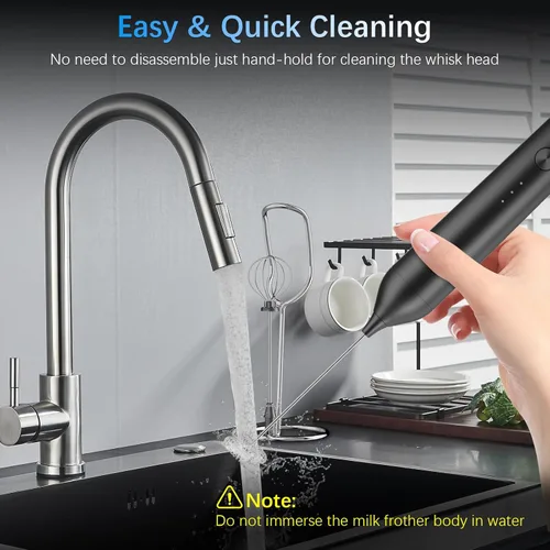 Miniatura 6 de Espumador de leche recargable con soporte, varita espumadora eléctrica, máquina de espuma de café de mano, desmontable de acero inoxidable