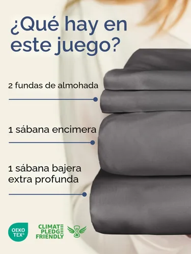 Miniatura 2 de Juego de sábanas Queen de bolsillo extra profundo - 4 piezas de sábanas transpirables y refrescantes - Juego de sábanas de lujo para hotel - Suaves