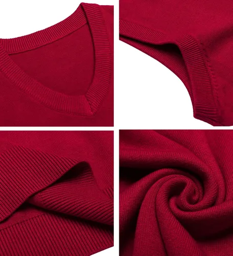 Miniatura 10 de Amussiar Suéter casual para hombre, chaleco con cuello en V, ajustado, sin mangas, suéter de punto