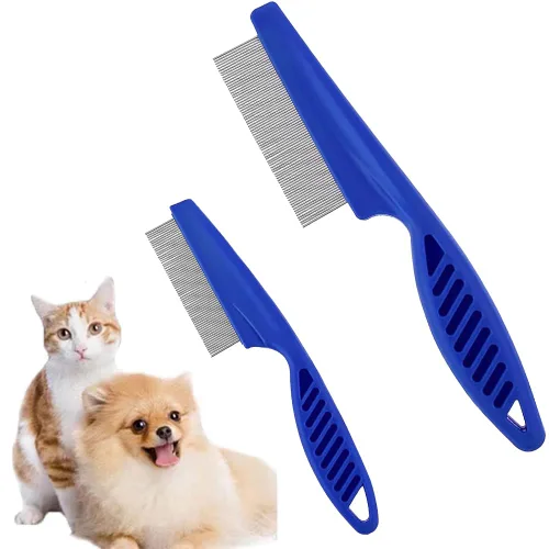 Miniatura 3 de Peine de aseo para mascotas – Peine multifuncional de acero inoxidable 2 en 1 para pulgas, eliminación de manchas de lágrimas y despelamiento