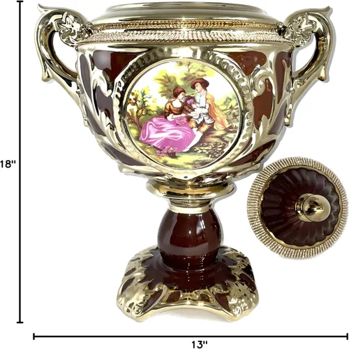 Miniatura 5 de Sopera de santo Yoruba Oya marron con acentos dorados./ Sopera Oya marrón con detalles dorados