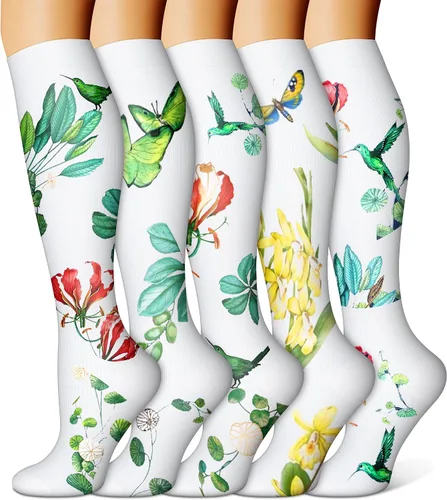 Miniatura 22 de FEYHAY Calcetines de compresión de cobre (5 pares) de 15-20 mmHg, la circulación es la mejor atlética y diaria para hombres y mujeres, correr