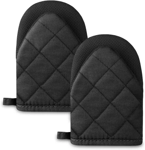 Miniatura 8 de AUAUY 2 mini guantes de horno de silicona, guantes de horno resistentes al calor de 446 ℉/446.0 °F, manoplas de cocina pequeños para horno