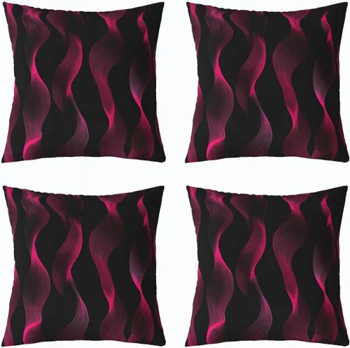 Miniatura 13 de Juego de 4 fundas de almohada geométricas a rayas de 16 x 16 pulgadas, fundas de almohada geométricas de rayas rojas, negras y grises para sofá