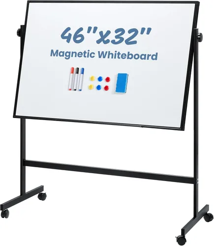 Miniatura 13 de DUMOS Caballete de pizarra blanca de 36 x 24 pulgadas, pizarra blanca magnética de borrado en seco, tablas portátiles de altura ajustable, pizarra