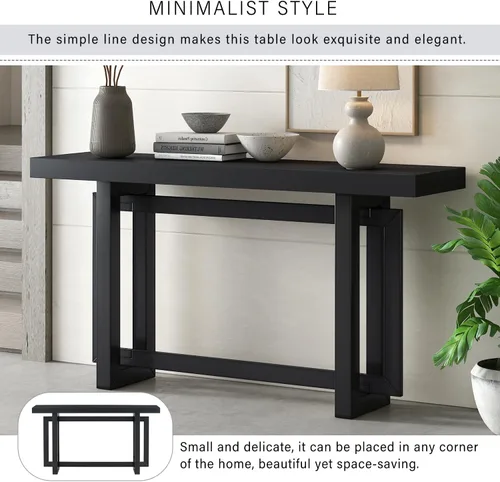 Miniatura 3 de Mesa consola de madera maciza, 59.1 pulgadas, entrada extralarga, mesa de sofá para entrada, pasillo, sala de estar, vestíbulo, estilo minimalista