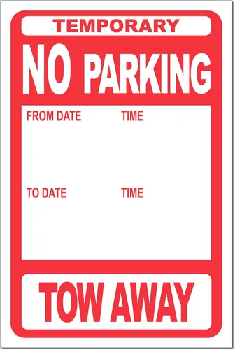 Señales temporales de no estacionamiento, remolque – Paquete de 25 – 12 x 18 pulgadas