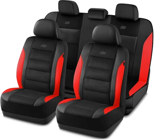 Skechers Fundas de asiento de espuma viscoelástica y refrigeradas por aire, cuero premium con malla EVA, fundas de asiento de automóvil, juegos