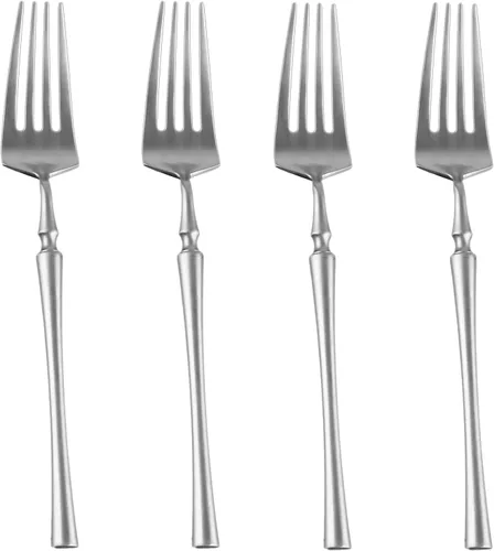 Miniatura 9 de Juego de 6 tenedores de postre de plata mate de 7.08 pulgadas de acero inoxidable con acabado satinado