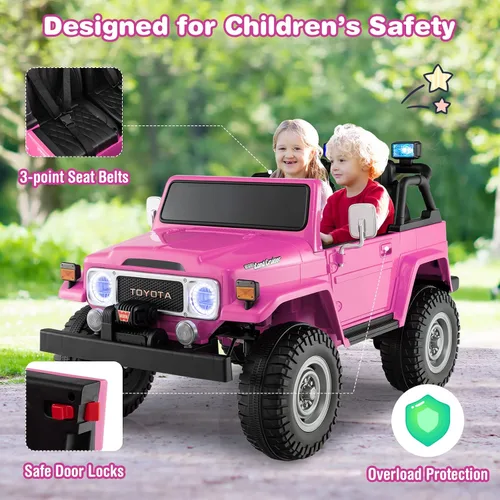 Miniatura 3 de Costzon Auto de 2 plazas, camión Toyota FJ40 con licencia de 12 V con control remoto de 2.4 G, suspensión de resorte, caja de almacenamiento, luces